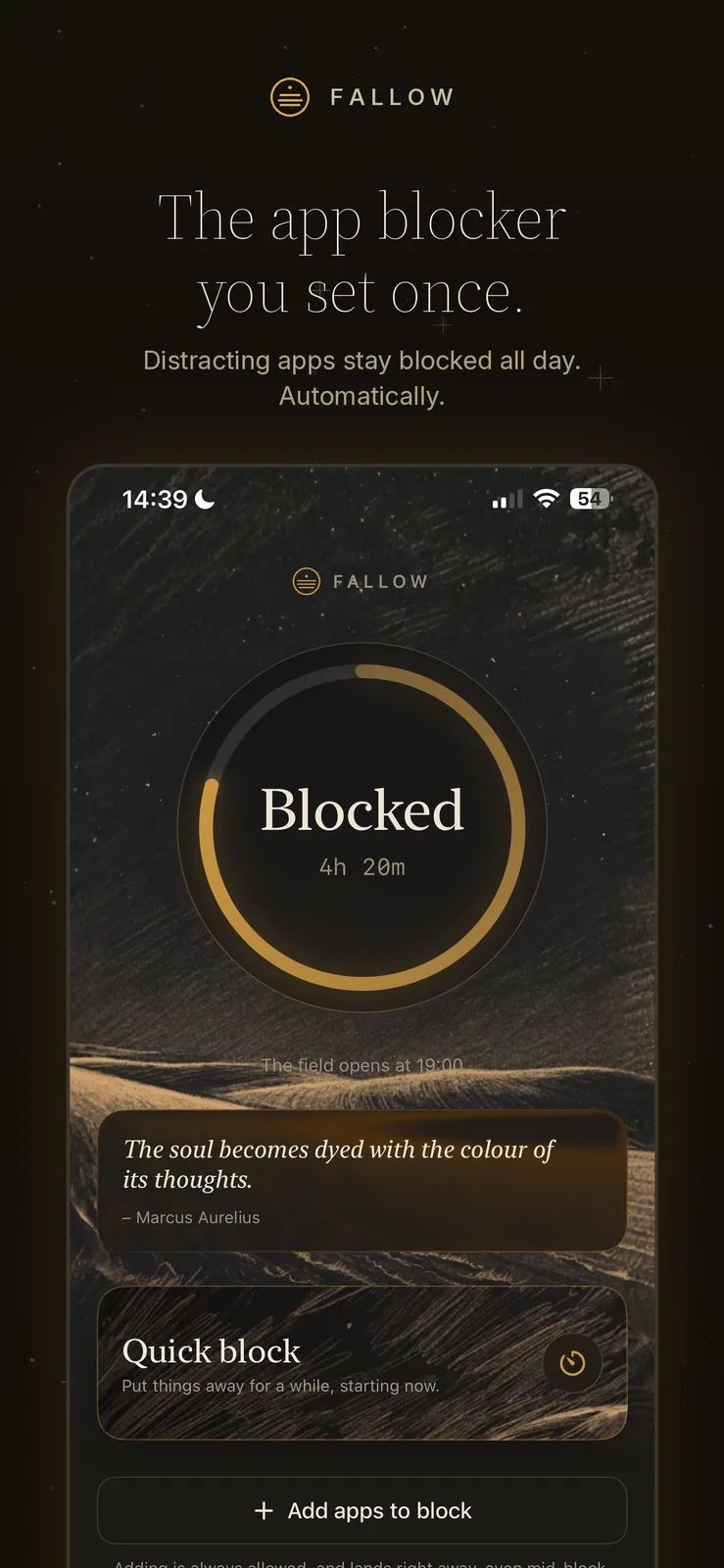 App Store screenshot: The app blocker you set once