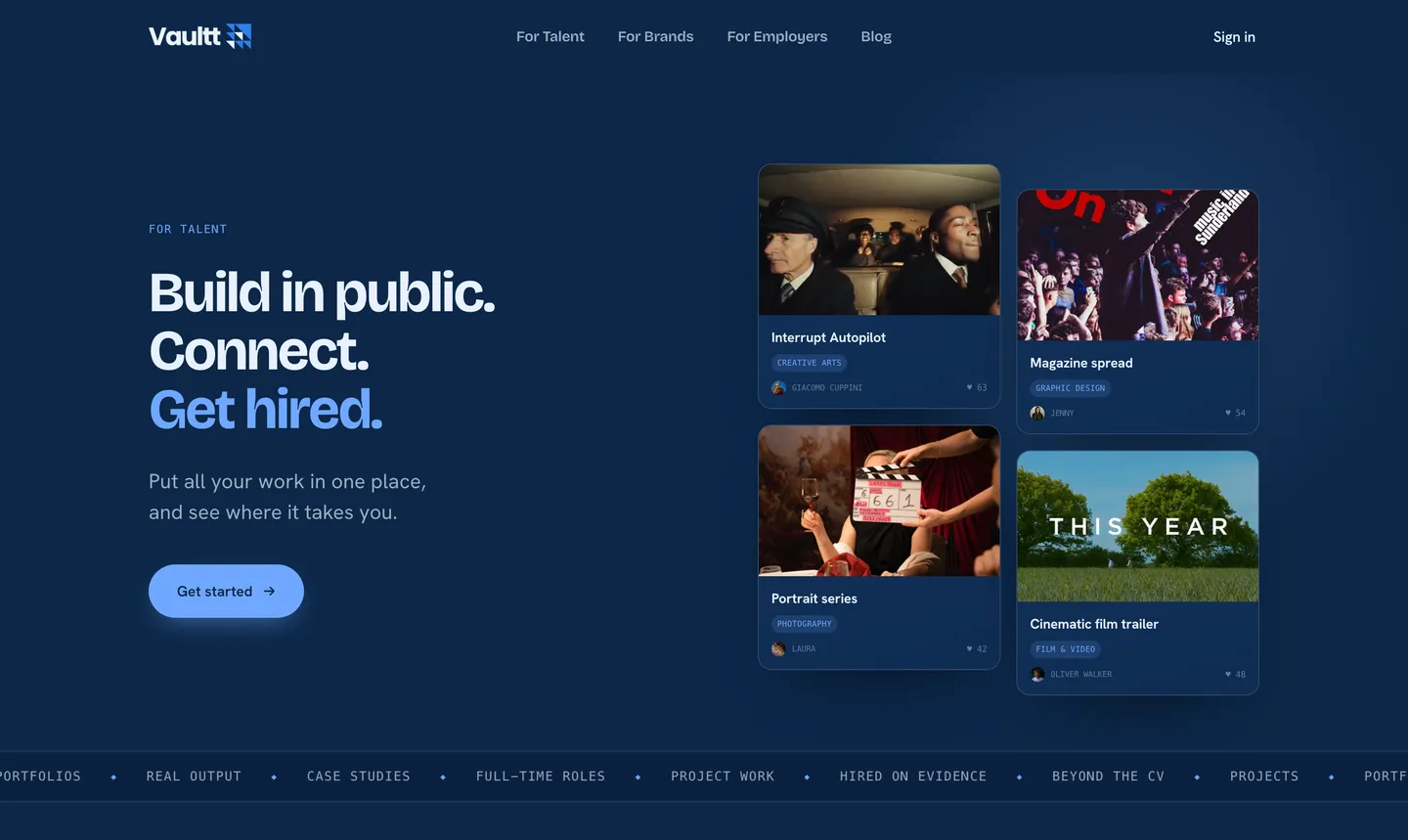 vaultt.io today: Build in public. Connect. Get hired.